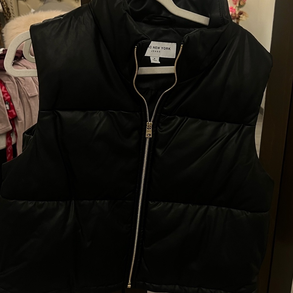 Marc New York Black Quilted Puffer Vest with Stand-Up Collar